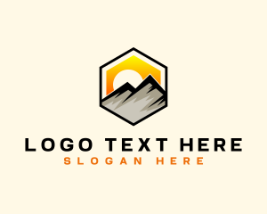 Destination - Mountain Sunset Adventure logo design