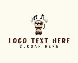 Traditional - Music Note Drum Instrument logo design