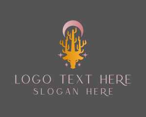 Stag - Deer Forest Moon logo design
