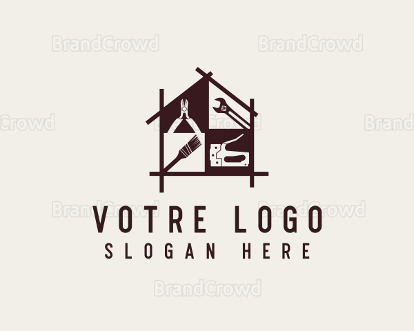 House Carpentry Construction Tools Logo