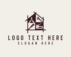 House Carpentry Construction Tools Logo