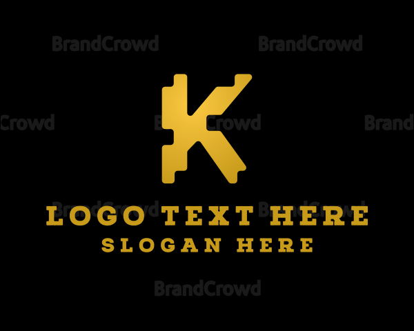 Digital Jagged Letter K Logo