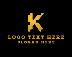 Letter K - Digital Jagged Letter K logo design