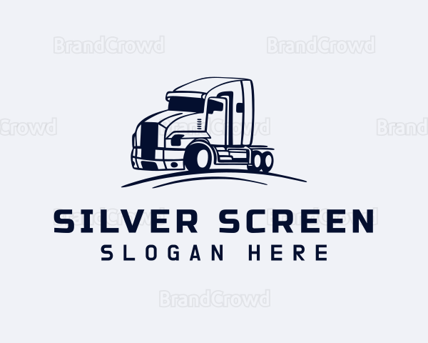 Blue Flatbed Truck Logo