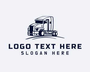 Truckload - Blue Flatbed Truck logo design