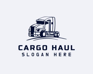 Blue Flatbed Truck logo design