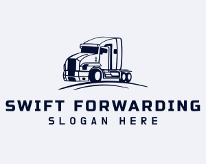 Blue Flatbed Truck logo design