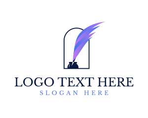 Pen - Quill Gradient Feather logo design