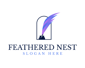 Plumage - Quill Gradient Feather logo design