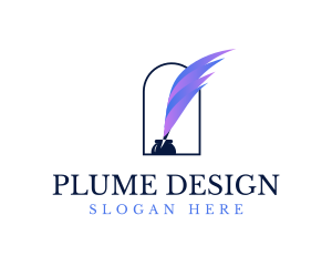 Plume - Quill Gradient Feather logo design