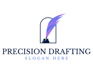 Drafting - Quill Gradient Feather logo design