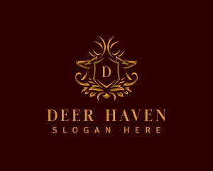 Deer Antlers Shield logo design