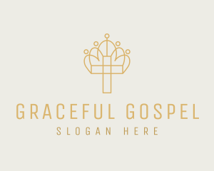 Gospel - Christian Cross Crown logo design