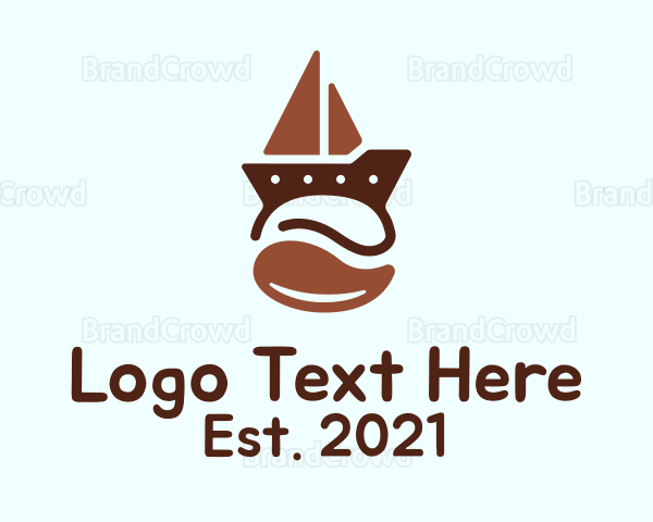 Brown Coffee Bean Boat Logo