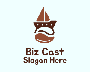 Brown Coffee Bean Boat Logo