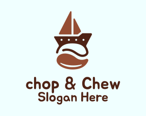 Brown Coffee Bean Boat Logo