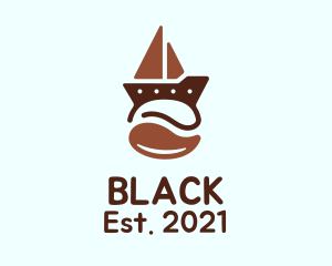 Brown Coffee Bean Boat logo design