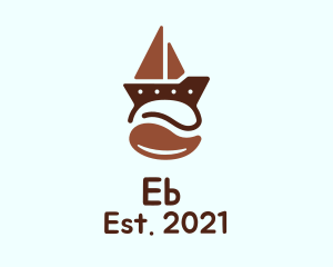 Coffee Shop - Brown Coffee Bean Boat logo design