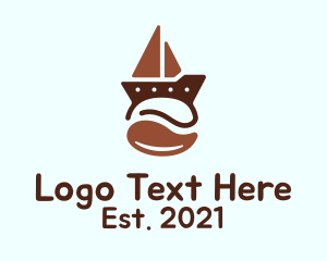 Hot Chocolate - Brown Coffee Bean Boat logo design