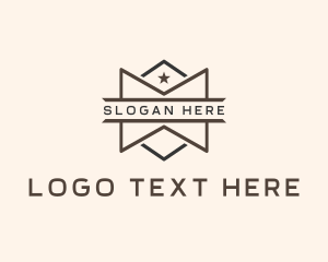 Barber - Hipster Ribbon Star logo design