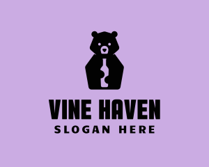 Bear Winery Bottle logo design