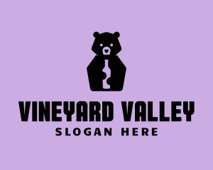 Winery - Bear Winery Bottle logo design