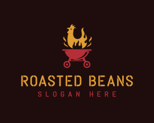 Roasted - Flaming Chicken Grill logo design