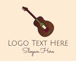 Lounge Music - Guitar Liquor Bottle logo design