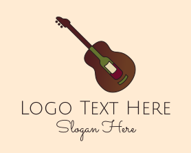 Lounge Music - Guitar Liquor Bottle logo design