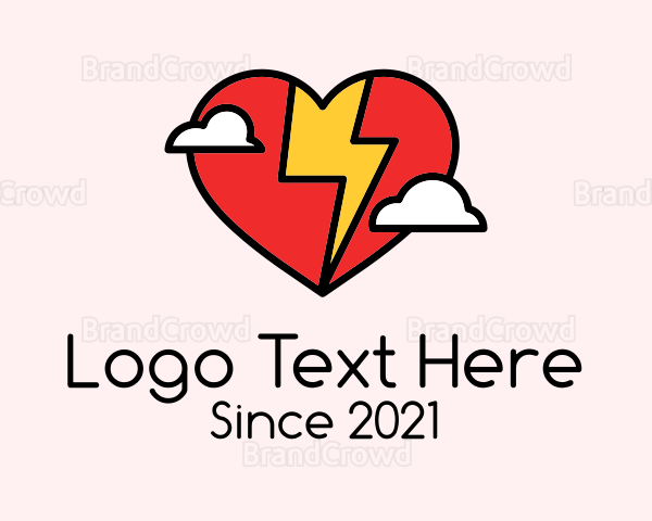 Heart Electric Bolt Logo