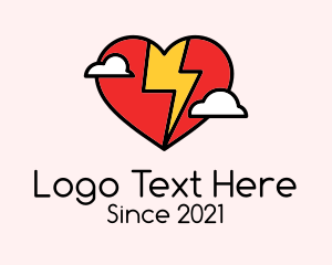 Lightning - Heart Electric Bolt logo design