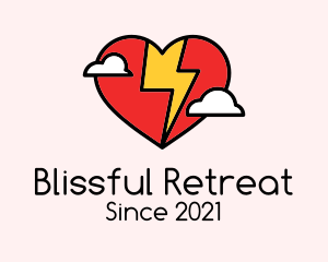 Valentines - Heart Electric Bolt logo design