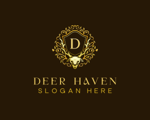 Deer Shield Crest logo design