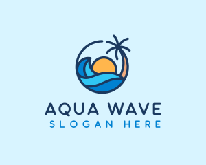 Beach Water Wave logo design