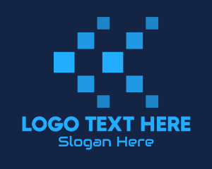 Pixelated - Blue Digital Tech Pixels logo design