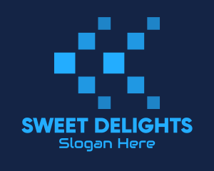 Blue Digital Tech Pixels Logo