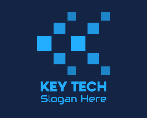 Blue Digital Tech Pixels logo design