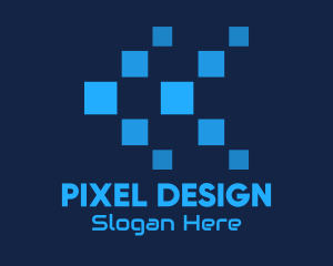 Blue Digital Tech Pixels logo design