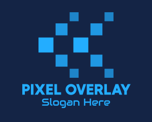 Blue Digital Tech Pixels logo design