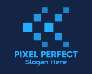 Blue Digital Tech Pixels logo design