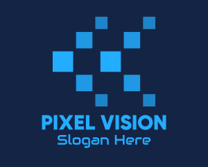 Blue Digital Tech Pixels logo design