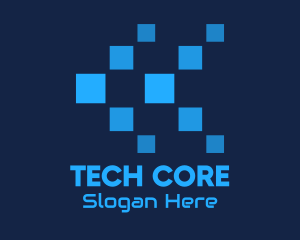 Blue Digital Tech Pixels logo design