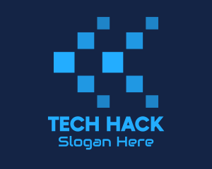 Blue Digital Tech Pixels logo design