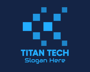 Blue Digital Tech Pixels logo design