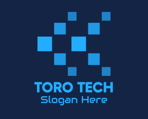 Blue Digital Tech Pixels logo design