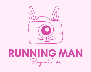 Monoline - Pink Bunny Camera logo design