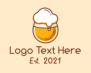 Beer Foam - Round Beer Glass logo design