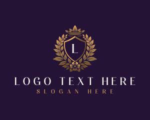 Gold - Crest Floral Crown logo design