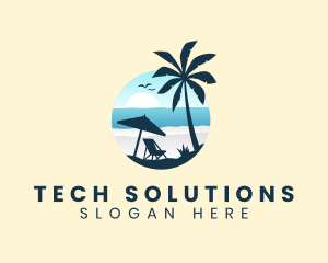 Sunset - Tropical Island Beach logo design