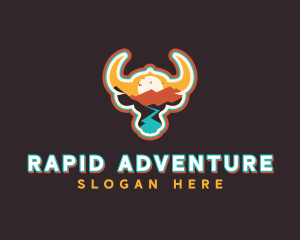 Rafting - Outdoor Camping Bison logo design